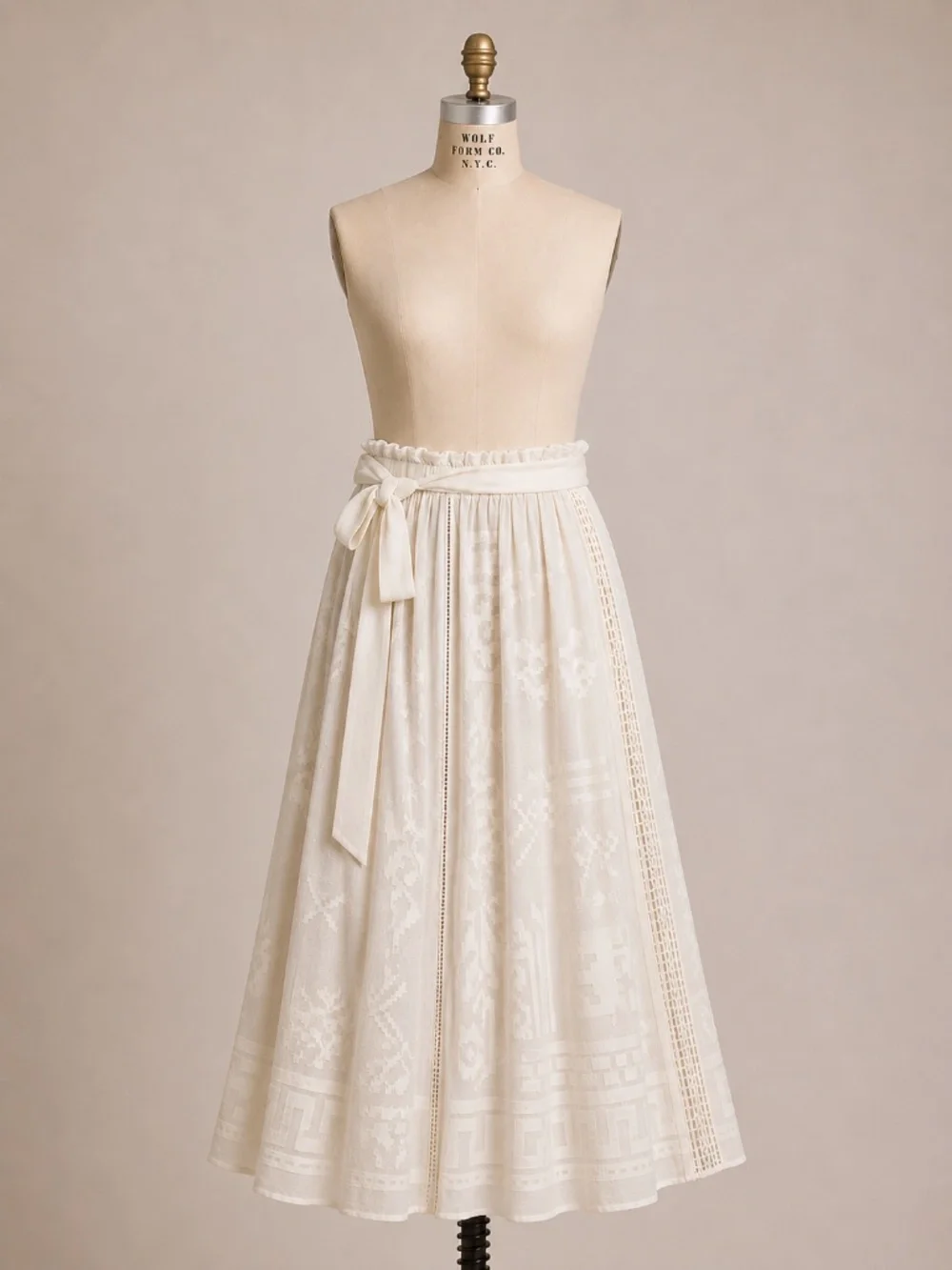 Anthropologie Bohemian Ivory Embroidered Maxi Skirt - Picture 1 of 3